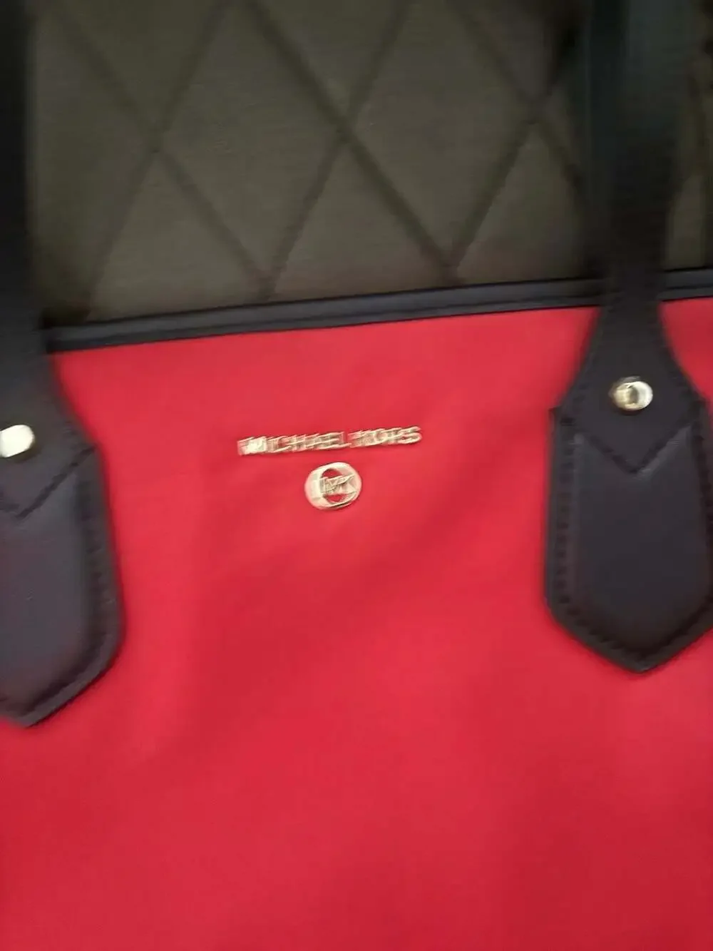 Michael Kors Eva Nylon Tote Bag in Red and Black